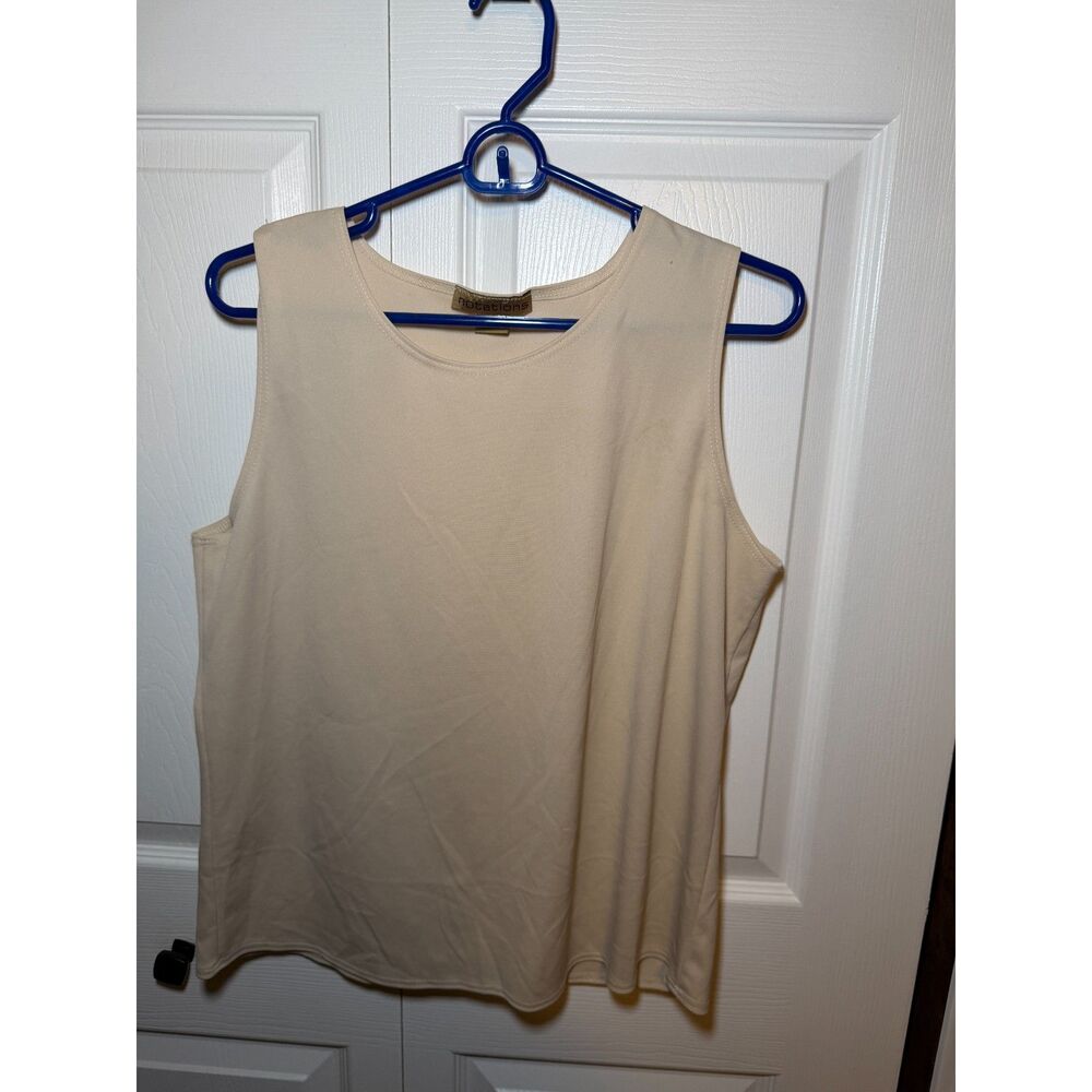 Vintage Notations Women’s Large Beige Sleeveless Scoop Neck Tank Top USA 1857